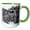 Green/White, variant on 3drose, Illinois - Canada Geese Flock on Frozen Lake., 11oz Two-tone Blue Mug