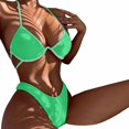 thumbnail image 1 of B91xZ Ensemble de Bikini Triangle pour Femmes Rétro Halter Froncé Taille Haute Bikini avec Bas,GN1 L, 1 of 3