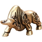 Brass Bull Figurine Copper Cow Ox Statue Sculpture Wall Street Bull Statue Decor Zodiac Mascot Home Decor Tea for Wealth