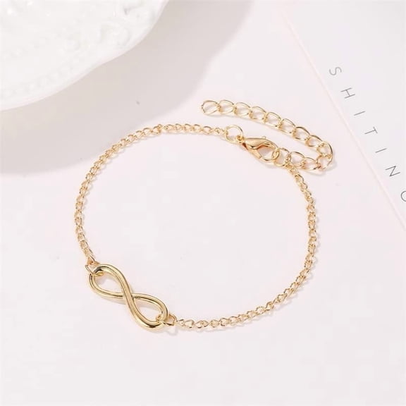 1Pc Alloy Curb Chains Link Bracelets for Women Infinity Charm Bracelets Golden Cuff Bracelets for Women Valentine's Day Elegant Gifts DIY Personalized Jewelry 9-5/8 inch(24.5cm)