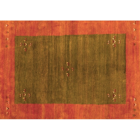 Ahgly Company Indoor Rectangle Abstract Orange Contemporary Area Rugs, 5' x 7'