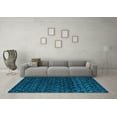 thumbnail image 3 of Ahgly Company Machine Washable Indoor Round Abstract Turquoise Blue Modern Area Rugs, 8' Round, 3 of 4