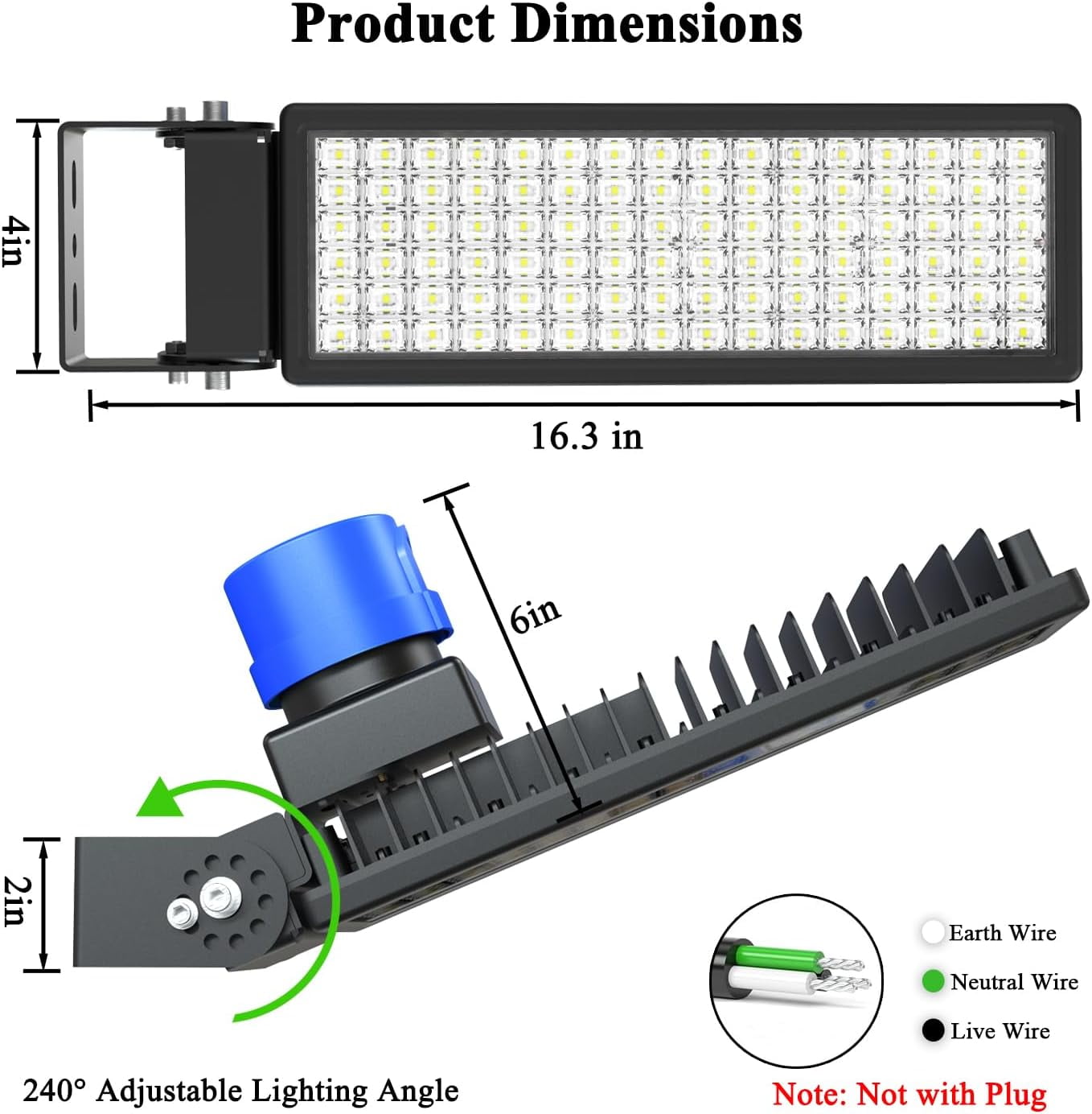 Kekeou LED flood lights outdoor,100W Dusk to Dawn Street Light,14 000LM, IP67 Waterproof Security Light for Yard