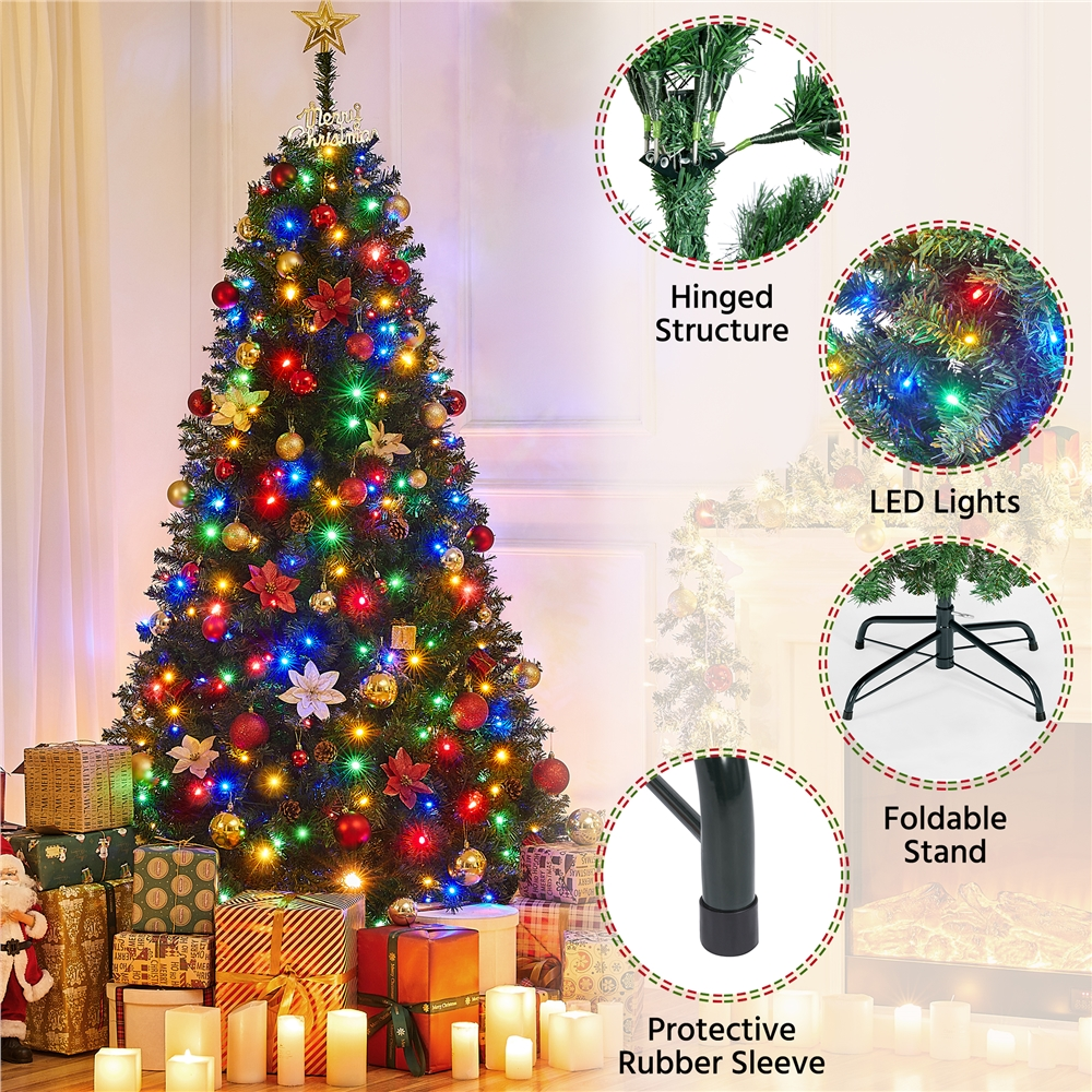 Alden Design 6ft Pre-lit Spruce Artificial Christmas Tree with 300 LED Lights, Green