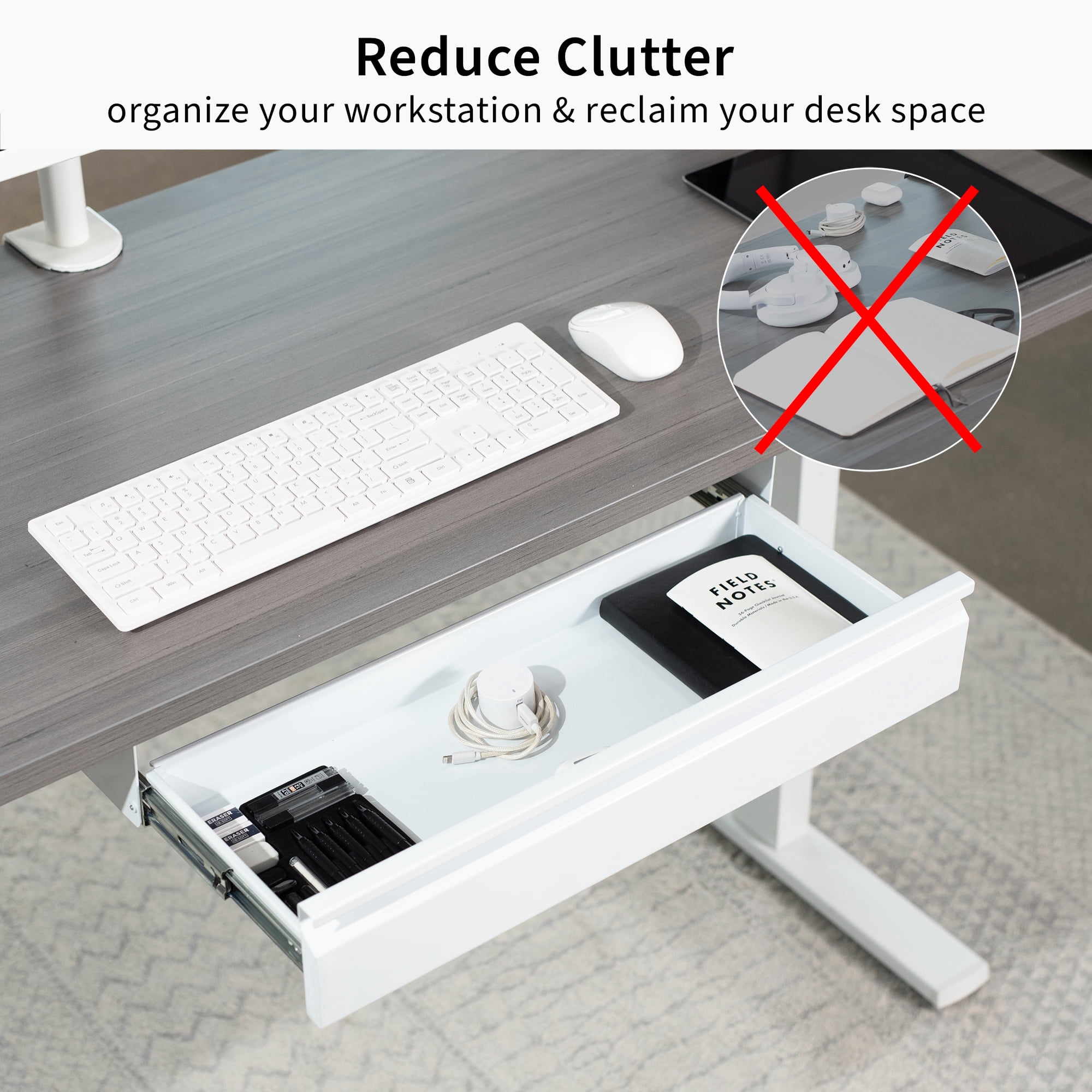 VIVO White Space Saving 22" Pull Out Under Desk Storage Drawer without Shell