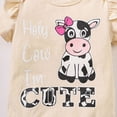 thumbnail image 6 of HCNTES Infant Baby Girl Cow Print Ruffle Sleeve Romper Cow Dot Flared Trousers with Bow Headband 3Pcs Cute Outfit Set 0-18M, 6 of 8