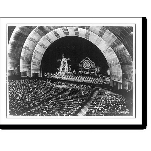Historic Print, [Interior of Radio City Music Hall in New York City, showing audience, the Rockettes on stage, and the Music Hall Symphony Orchestra in the pit].photo by Cosmo-Sileo, N.Y., 16" x 20"