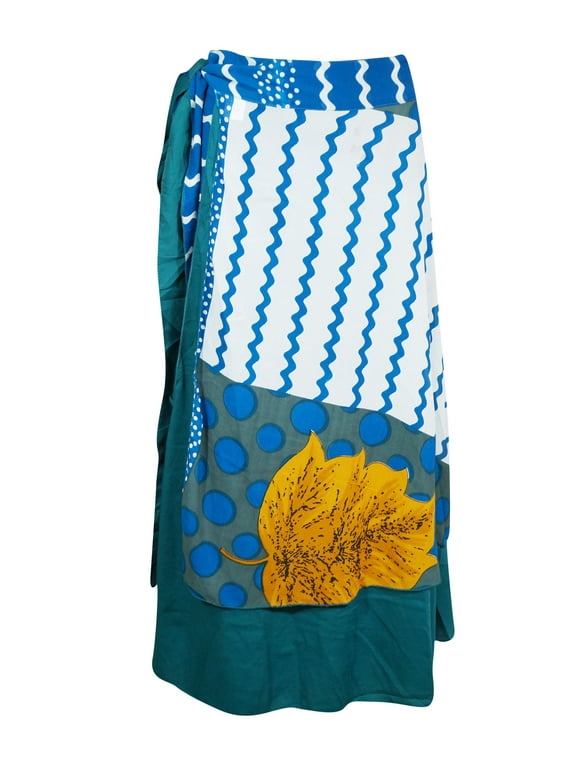 Mogul Womens Wrap Skirt Blue Wrap Around Skirts One size