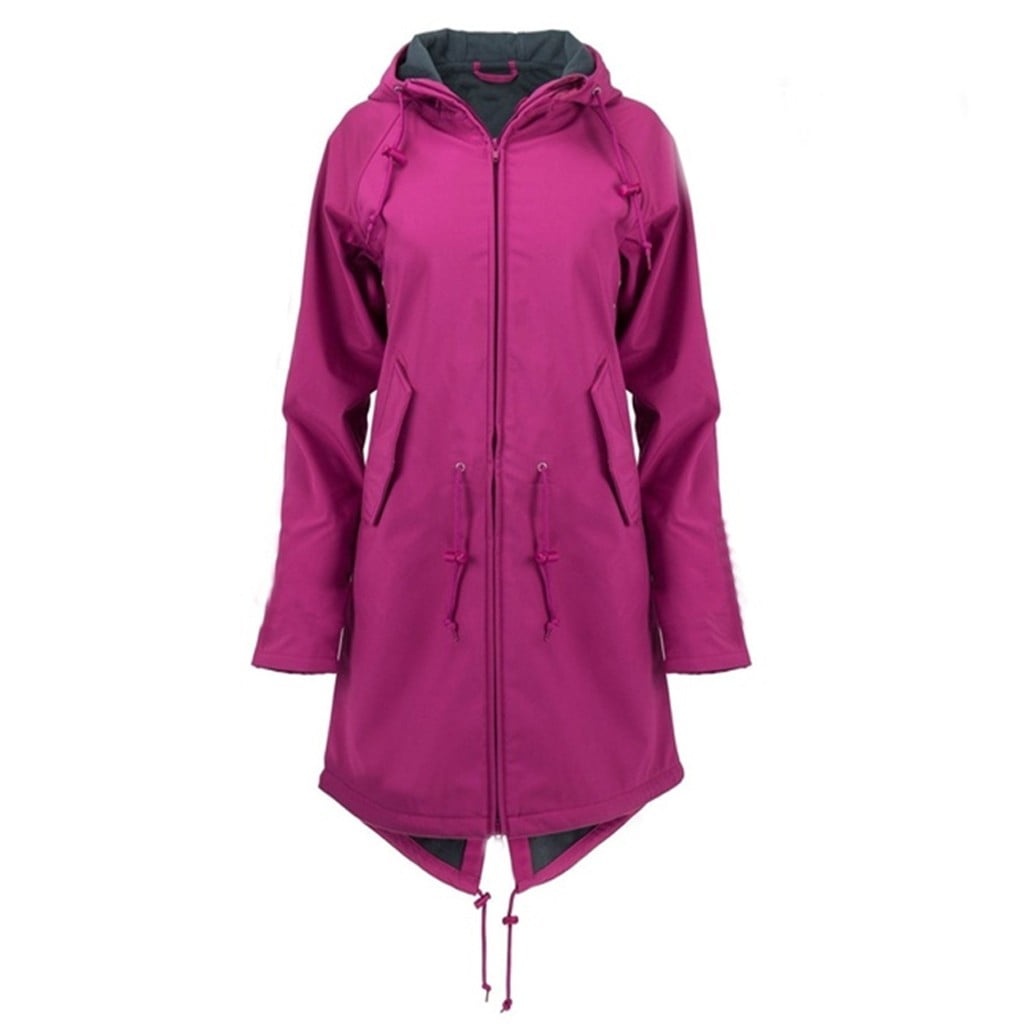 Shiusina Women's Solid Rain Jacket Outdoor Hoodie Waterproof Overcoat