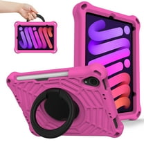 Dteck Case for iPad mini (A17 Pro) 8.3 inch 2024/iPad mini 6th Generation,Shockproof EVA Case 360° Rotating Stand Hand Grip Kids Friendly Lightweight Cover for iPad mini 6/mini 7,Rose