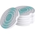 thumbnail image 1 of RYLABLUE Grey and Aqua Green Mandala Gradient Pattern Set of 2 Car Coaster for Drinks, Absorbent Ceramic Stone Coasters Cup Mat with Cork Base for Home Kitchen Room Coffee Table Bar Decor, 1 of 5