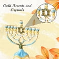 thumbnail image 7 of Matashi Hand Painted Enamel Menorah Candelabra Star of David Design w/ Gold Accents & Crystals, 7 of 7