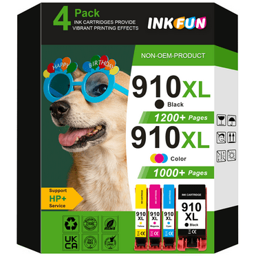 910 Ink Compatible for HP 910 Ink Cartridges for Printer 910 HP Ink (Black Cyan Magenta Yellow, 4 Pack)