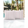 thumbnail image 4 of Outdoor Pillows Waterproof, Pink Botanical Throw Pillows with Inserts Included, Modern Farmhouse Striped Indoor Outdoor Decorative Lumbar Pillow for Bed/Couch/Patio 18"x18", 2Pcs, 4 of 8