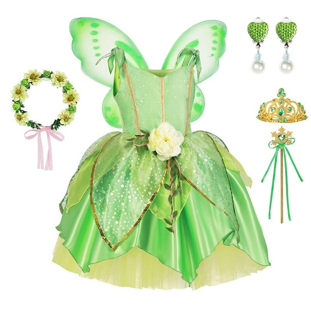 Disfraz de princesa Tiana de Disney para ninas vestido de fiesta elegante flor verde campana varita vestidos de cumpleanos para ninos pequenos zhangyuxiang unisex Walmart en linea
