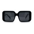 thumbnail image 3 of Womens Polarized Mod Rectangle Minimal Vintage Vibe Hipster Sunglasses All Black, 3 of 8