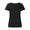 thumbnail image 2 of Annhoo Womens Short Sleeve Shirts Crew Neck Slim Crop Tops Summer Solid Color Going out Basic Tees, 2 of 5