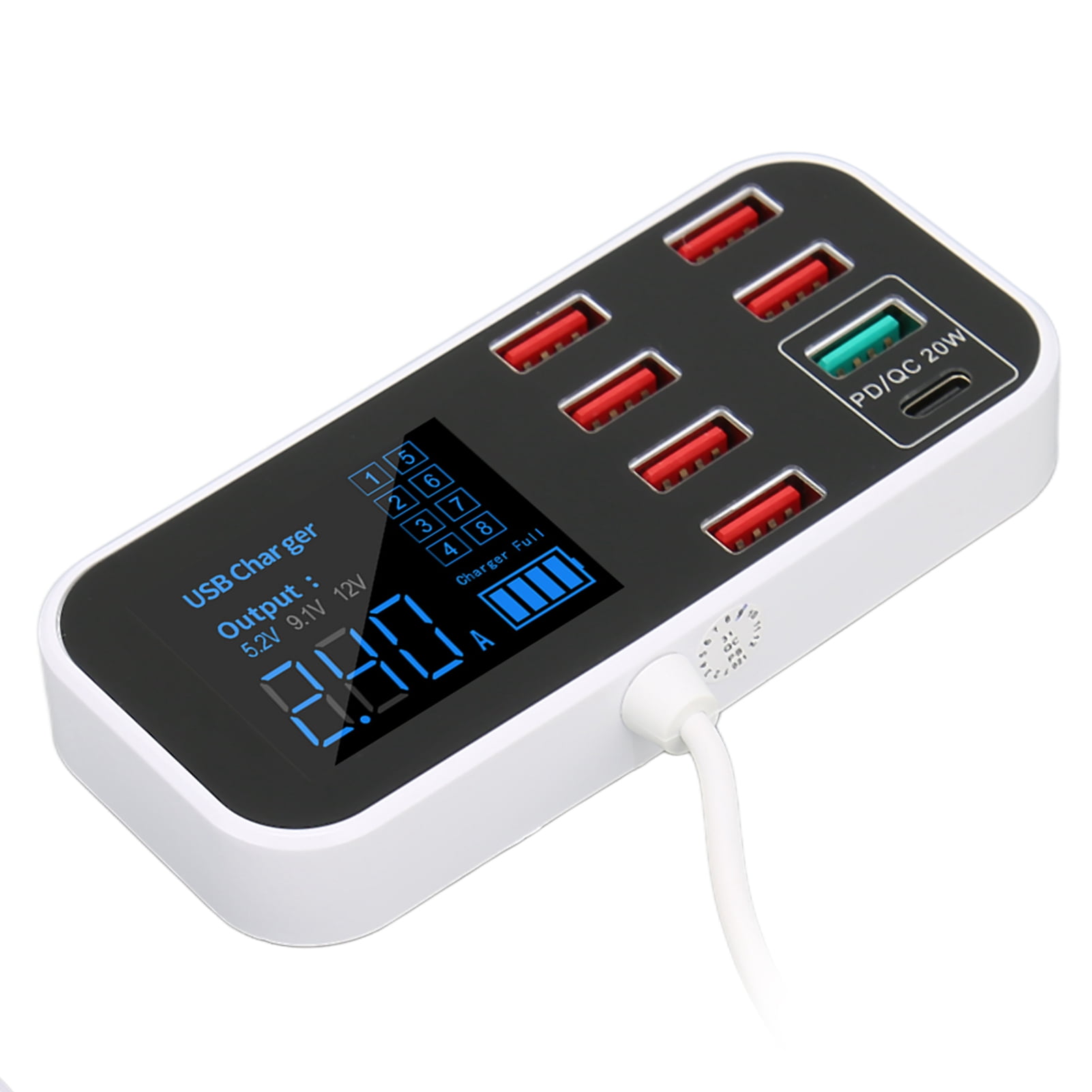 Smart Port USB Chargerwith LCD,A9S+ 8 Port Car Port USB Charger Car Charger Adapter Highly Recommended
