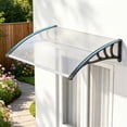 thumbnail image 4 of FENGFAN 39"x30" Modern Polycarbonate Window Door Awning UPF50+ Waterproof Windproof Gray with Aluminum Reinforced Bars 1-Pack, 4 of 7