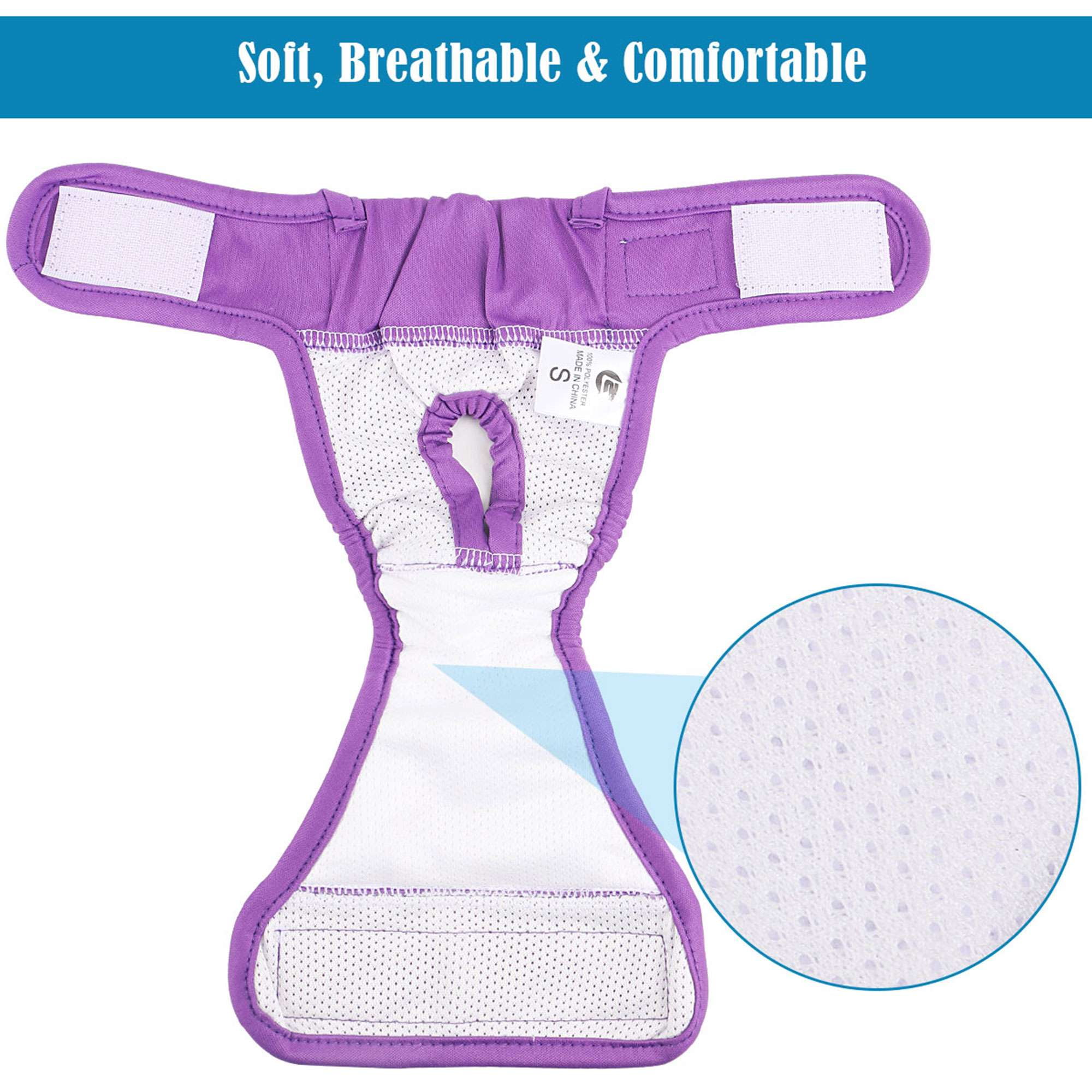 PULLIMORE Reusable Washable Dog Diapers Pack of 3, Thickened Highly Absorbent Pet Physiological Pant for Small Medium Female Dogs