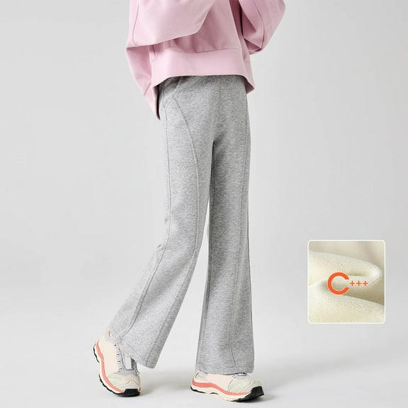 Teen Flare Sweatpants Girls Grey Sweatpants for Girls Basic Girls Athletic Joggers Wide Leg Pants with Pocket Sweatpants for Girls 10-11 Years