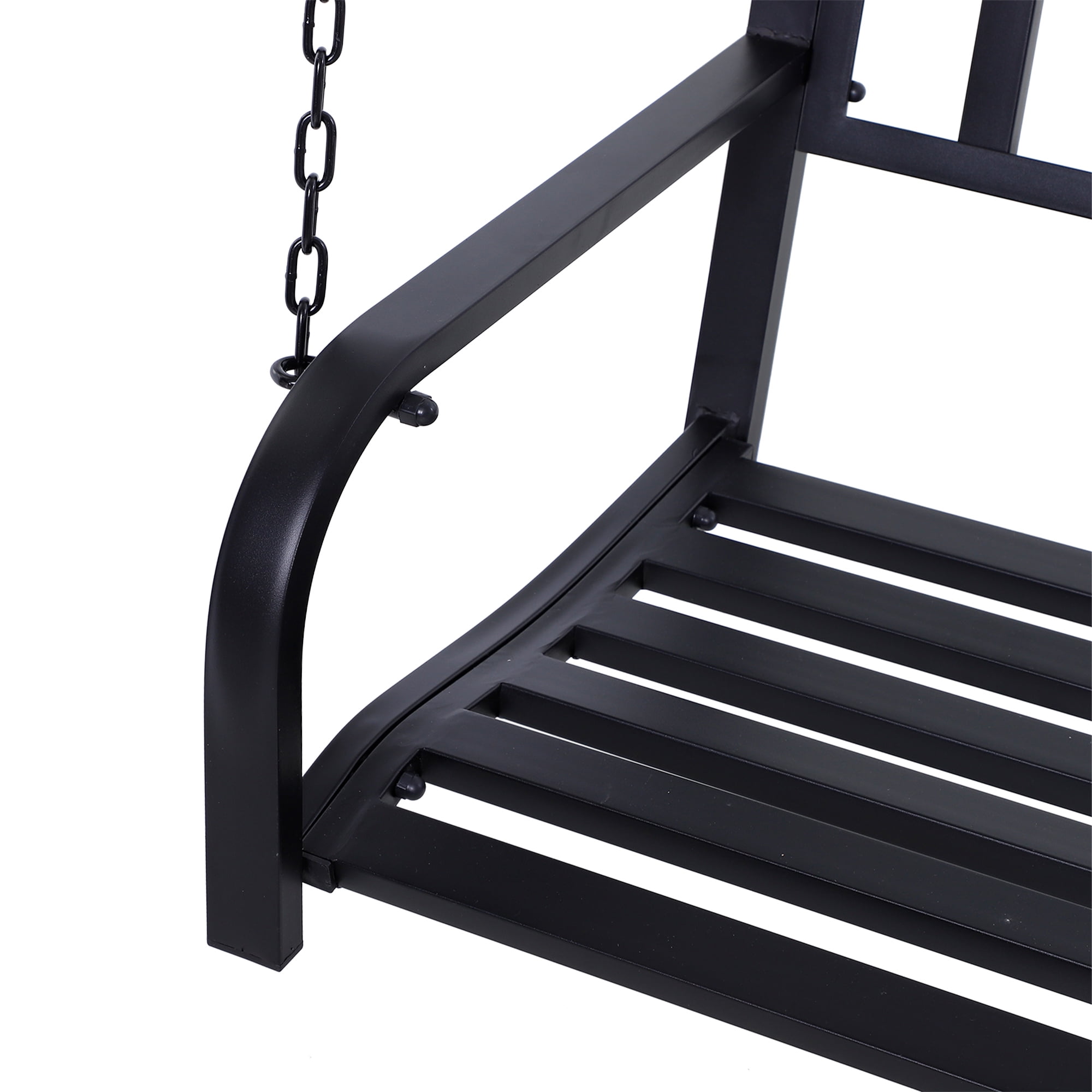 Outsunny 50 Porch Swing Hanging Bench Outdoor Glider Chair with Chain Black