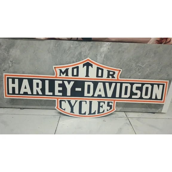 Harley Davidson Motor cycle Pure Porcelain Enamel Heavy Metal Sign 36x13 Inches Double Side