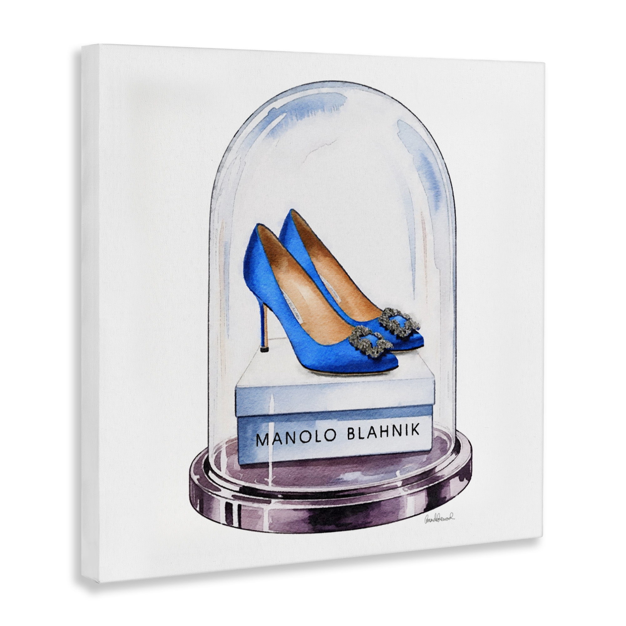 Stupell Industries Blue Heels in Bell Jar Canvas Wall Art, design by Amanda Greenwood