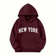 thumbnail image 4 of NEBWOAK Girls Fleece Sweatshirt, Wine Pullover Hoodie Long Sleeve Varsity Print,Size 10-11T, 4 of 6