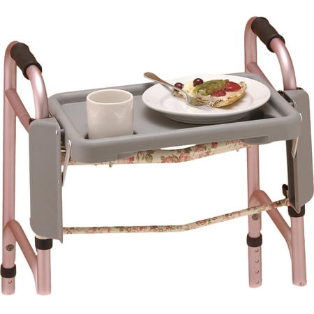 Nova Medical Products Walker Tray W/ 2 Cup Holder Install Easily, Gray, 1 ct