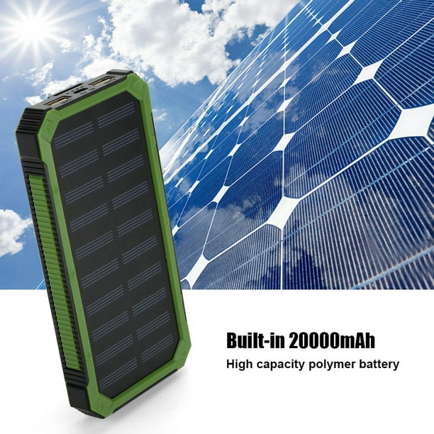 Batterie externe solaire 20000mAh - Power Bank Vert