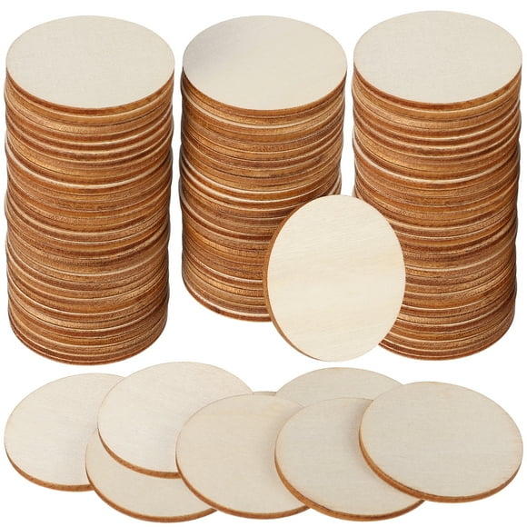 100 Pcs Unfinished Wood Circles Round Discs Cutouts Wooden Circles Blank Round Wood Circles for DIY Crafts Painting Staining Home Decorations