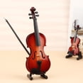 thumbnail image 2 of Wweixi Polished Wood Miniature Violin Mini Musical Instrument Kit Room Decoration Bow And Case Mini Musical Instrument Violin 8cm, 2 of 6