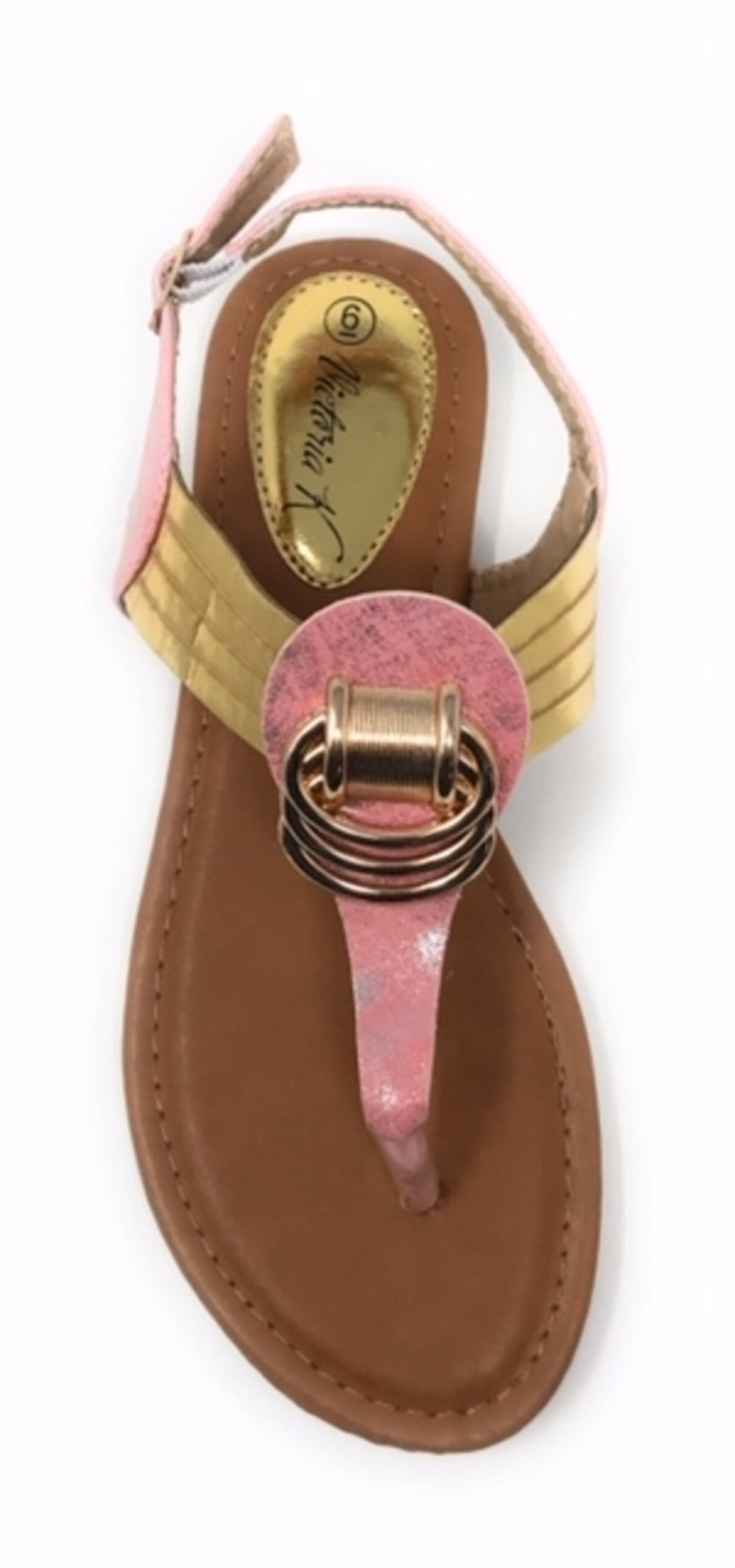 Victoria K Women's Gold Rings Metallic Sandals