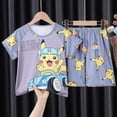 thumbnail image 1 of Pikachu-Conjunto de pijamas de dibujos animados para niños y niñas, ropa de dormir de manga corta, de verano qym unisex, 1 of 2