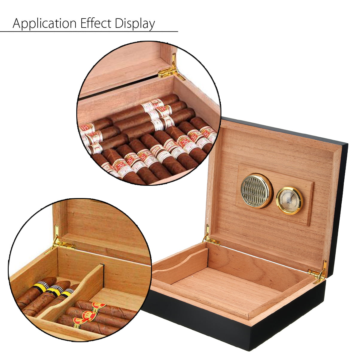 20-25 Cigar Wood Humidor Cedar Lined Storage Case Box Humidifier Hygrometer