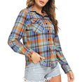 thumbnail image 7 of DondPO Long Sleeve Shirts Dress Shirts for Women Plaid Shirts For Women Long Sleeve Button Down Christmas Fall Jacket Womens Tops Flannel Shirt Orange XL, 7 of 7