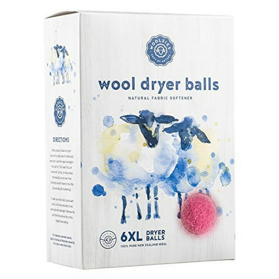 Woolzies Wool Dryer Balls, Pink Laundry Balls for Dryer