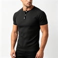thumbnail image 2 of UVEASISHA Mens Muscle Henley Shirts Slim Fit Short Sleeve Workout T-Shirt Button Up Casual Gym Athletic Shirts Lightweight Breathable Collarless T Shirt Black 4XL, 2 of 6