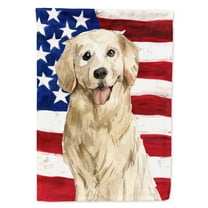 Patriotic USA Golden Retriever House Flag