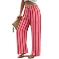 thumbnail image 4 of Edvintorg Women Pants Striped Elastic Waisted Wide Leg Loose Casual Lightweight Trouser with Pockets Clothes Women Hot Pink XL, 4 of 8