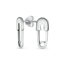 Bling Jewelry Womens Inspirational Symbol Safety Pin Stud Earrings in Oxidized Sterling Silver