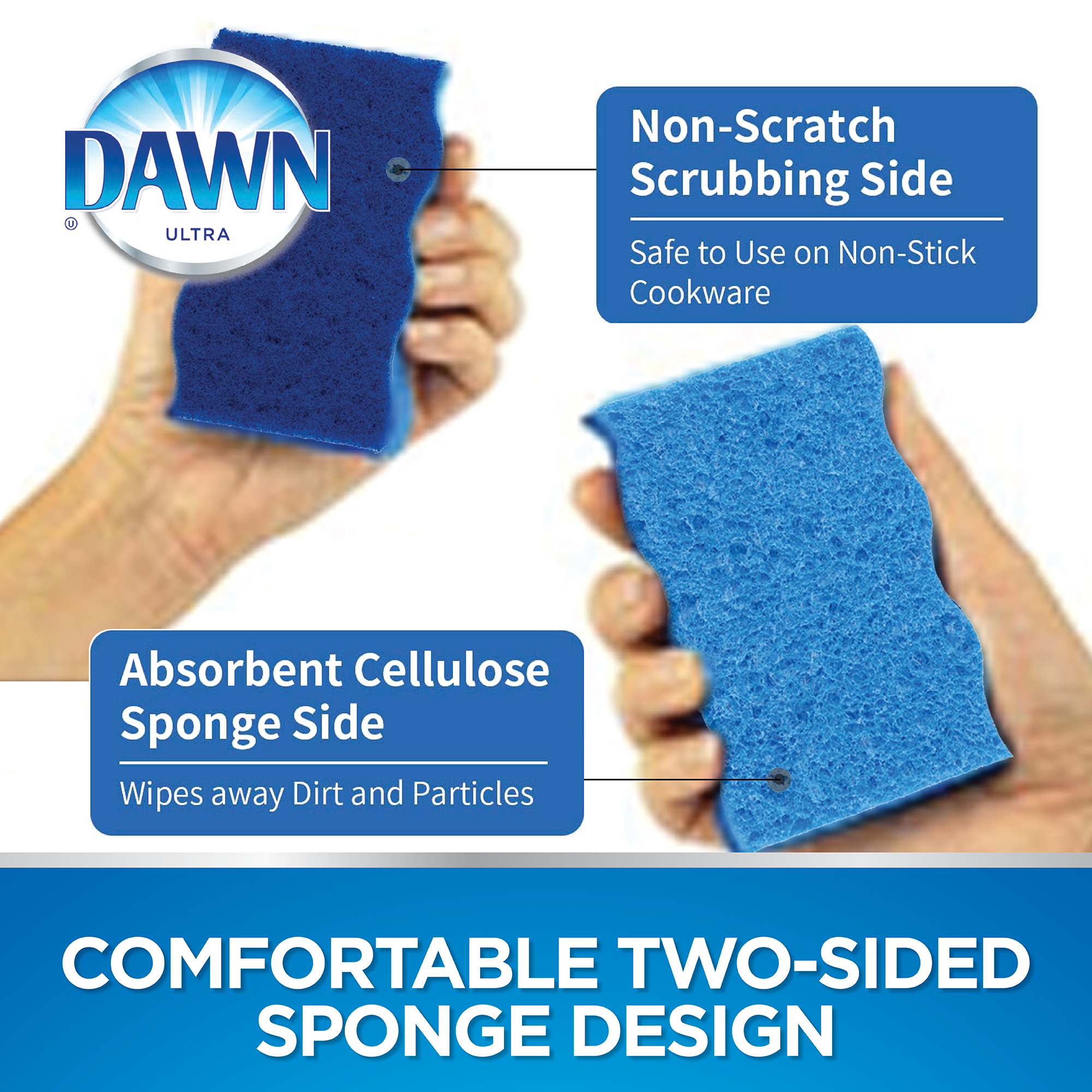 Dawn Non-Scratch Dish Sponges, Blue, 9 Count photo 5