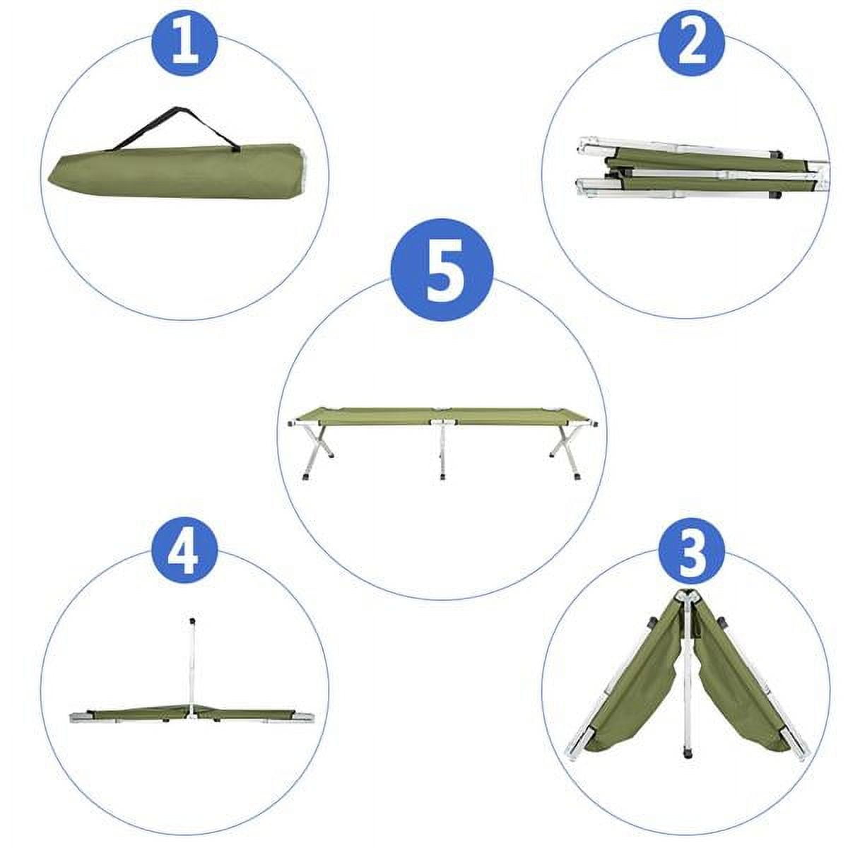 Portable Folding Camping Cot Lightweight Aluminum & Oxford Material With Carrying Bag For Outdoor Camping