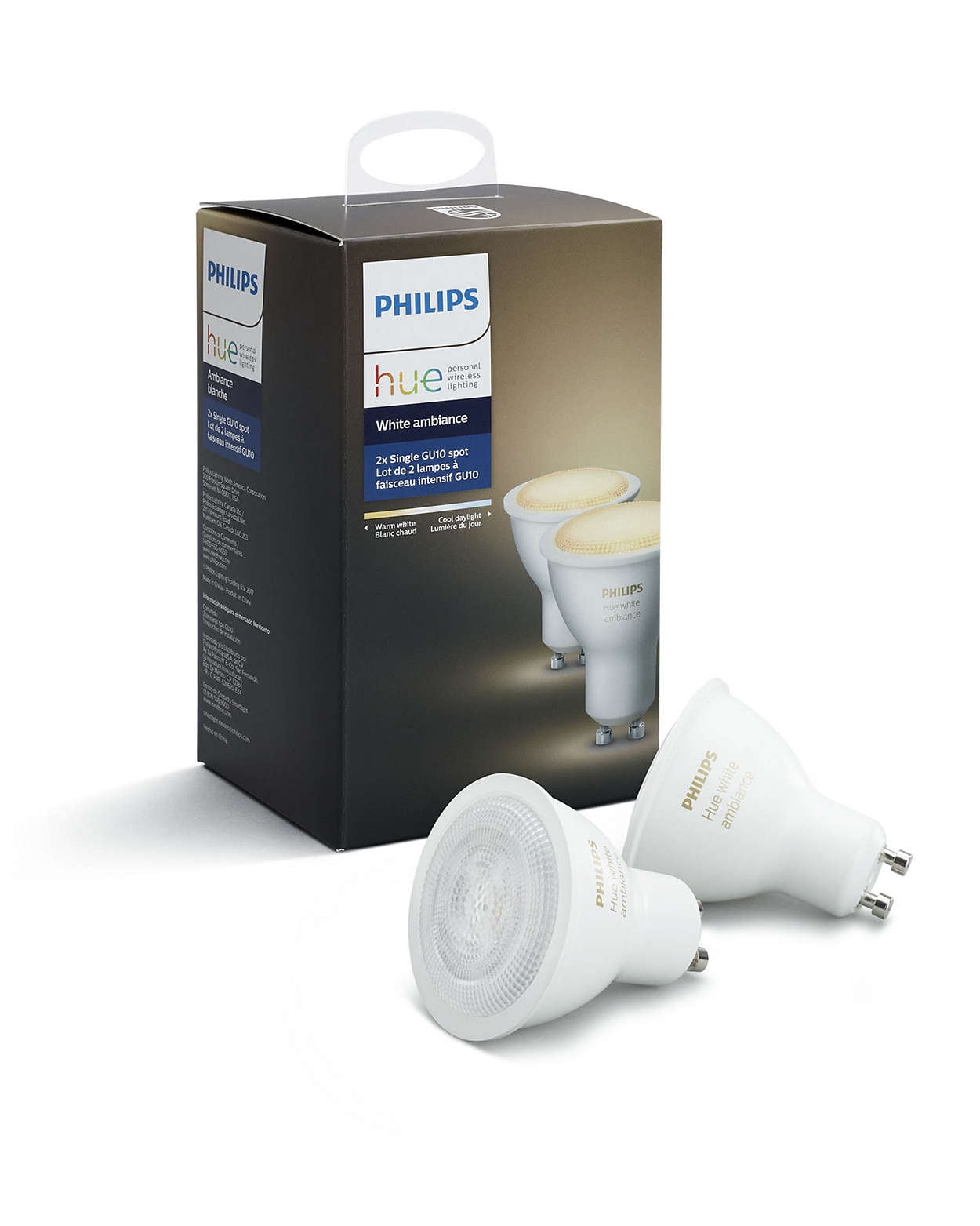 Philips Hue White Ambiance GU10 Smart Bluetooth LED Light Bulb 2 Pack 