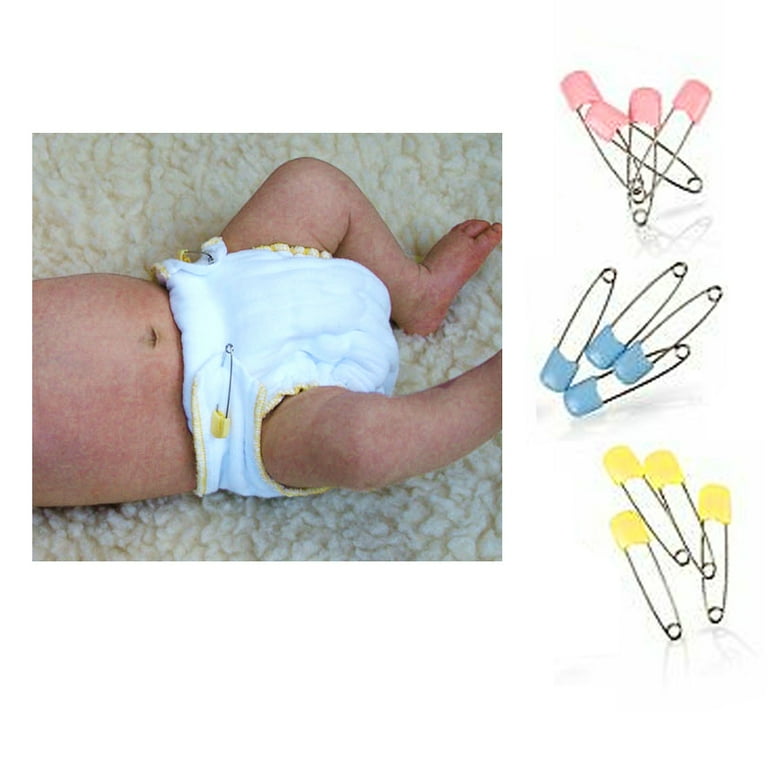 24 Pc Baby Diaper Pins Safety Pin Lock Cloth Changing Locking Clip Multi  Colors 