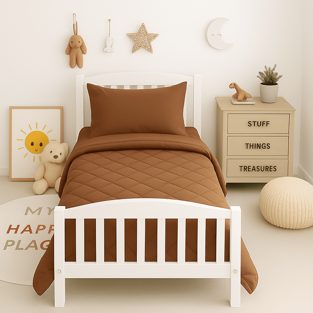 4-Piece Toddler Bedding Set – Soft Microfiber Crib Bedding for Boys & Girls, Includes Comforter, Fitted Sheet, Flat Sheet & Envelope Pillowcase – Breathable, Wrinkle Resistant
