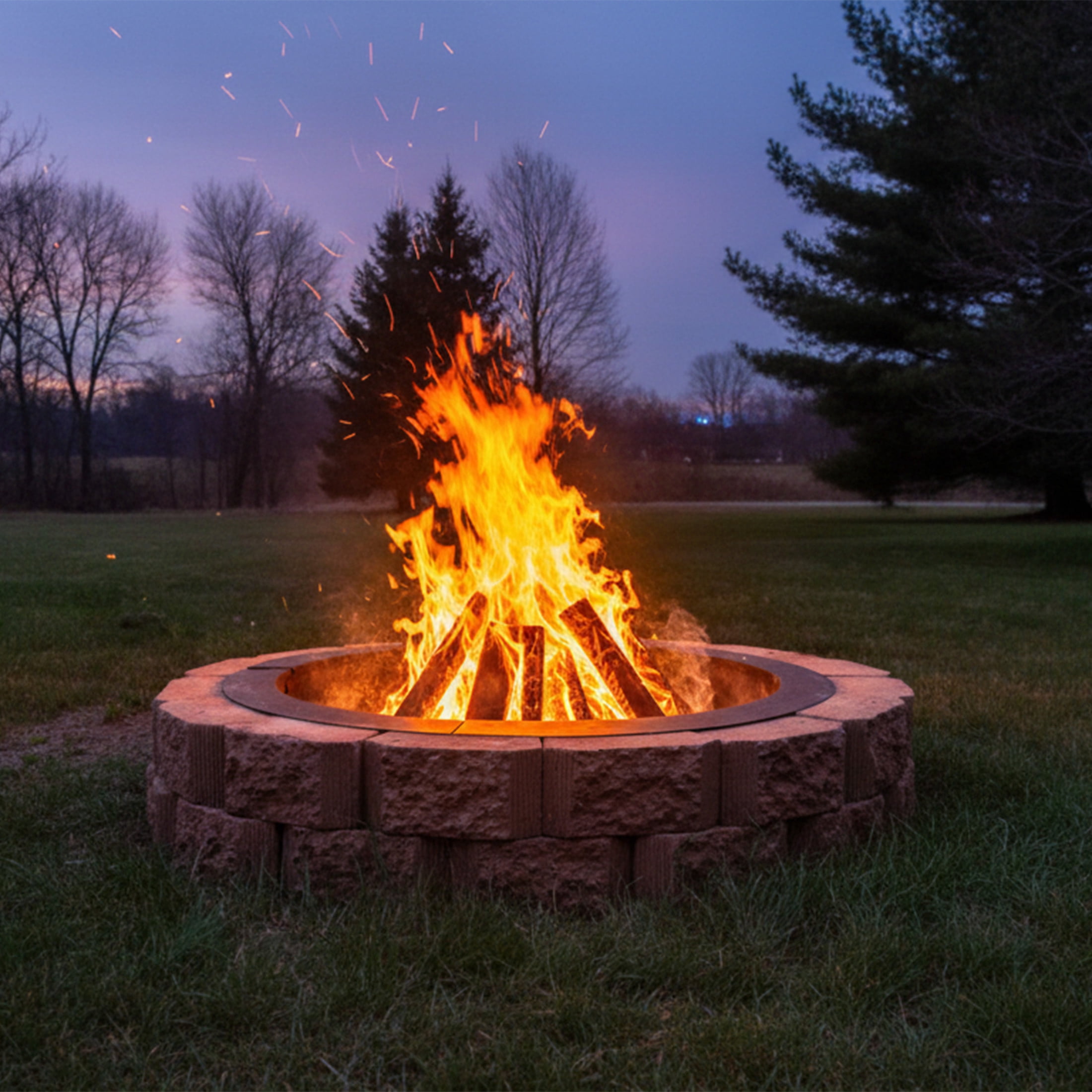 Sunnydaze 27" Round Steel Fire Pit Ring Insert