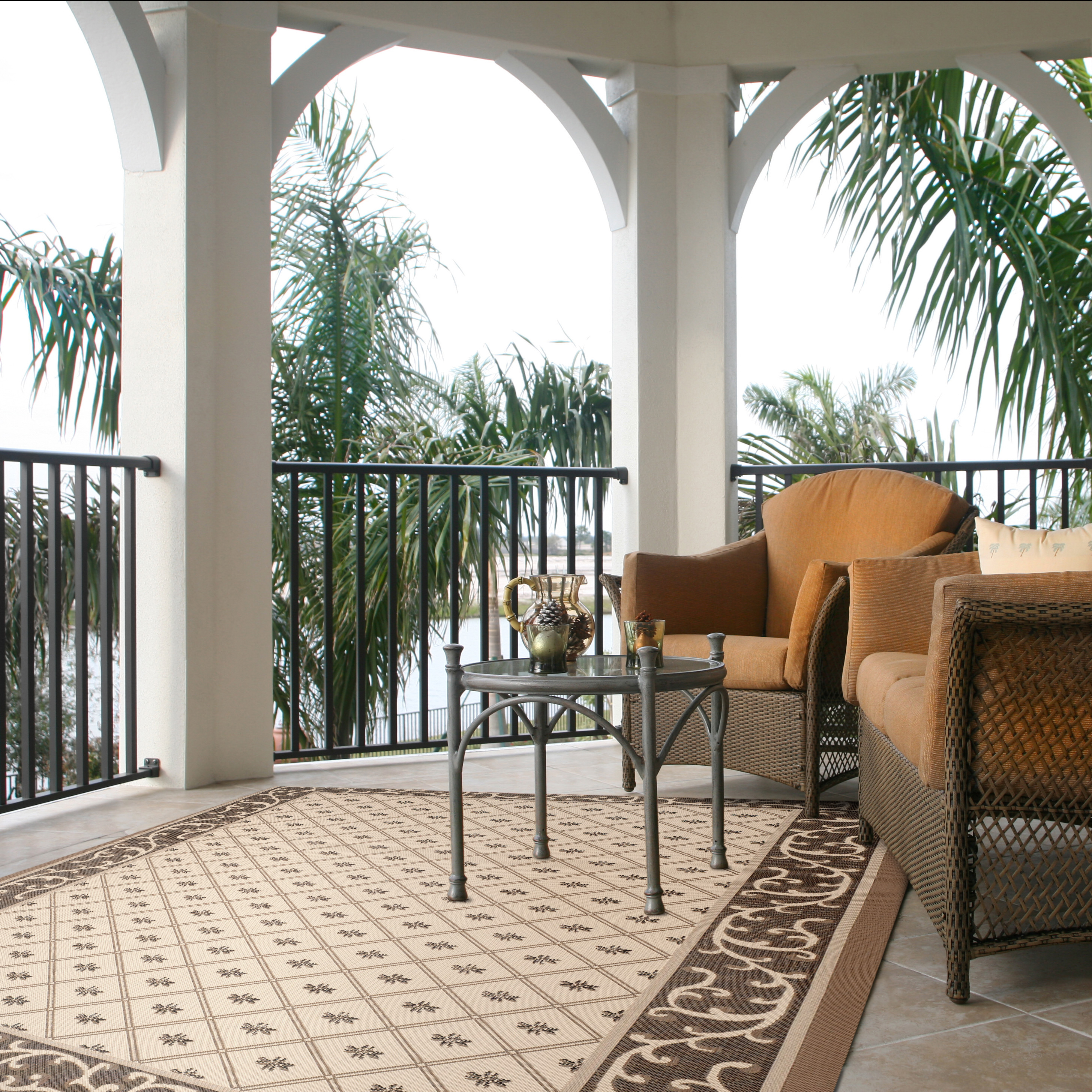 Safavieh Courtyard Brion Oriental Indoor/Outdoor Area Rug, Beige/Dark Beige, 8' x 11'