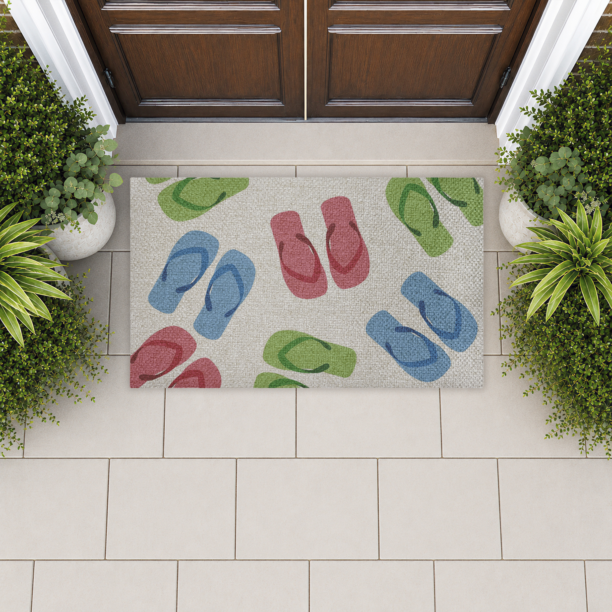 Stupell Industries Summertime Flip Flops Printed Outdoor Imitation Sisal Floor Mat, design by Lil' Rue